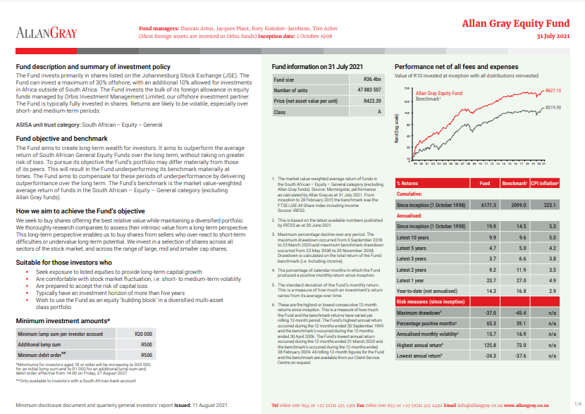 Allan Gray Fund Fact Sheet